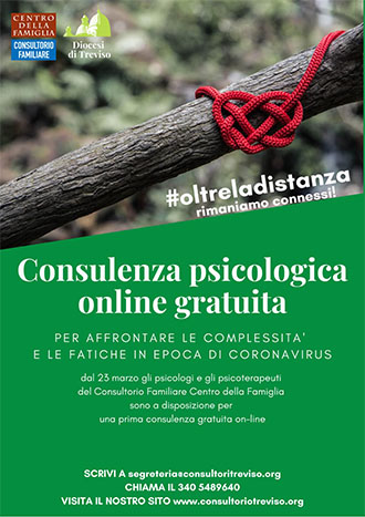 Locandina della consulenza psicologica gratuita del Consultorio di Treviso.