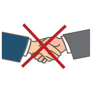 Immagine che indica che non ci può essere nessuna stretta di mano durante la santa messa